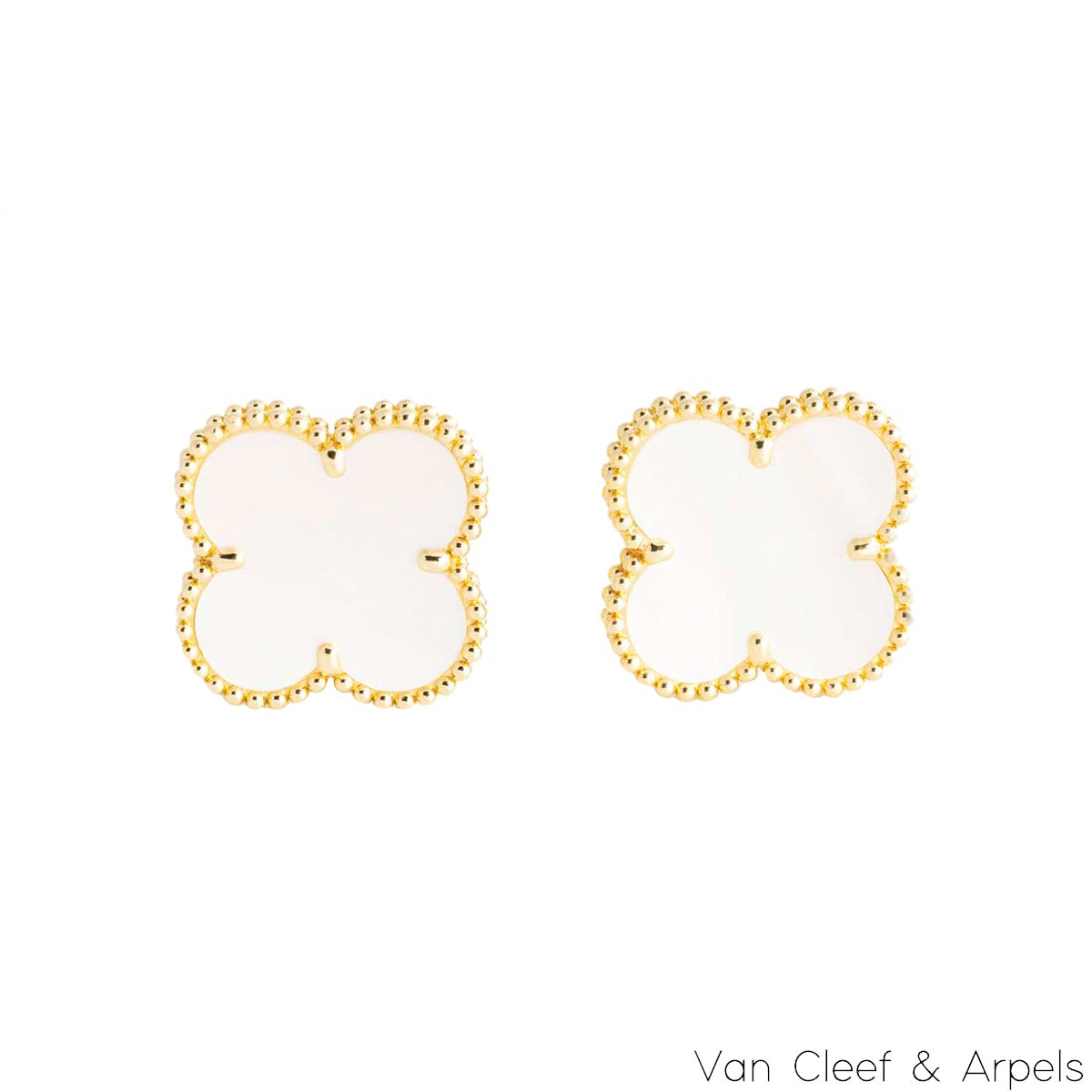 Van Cleef & Arpels Yellow Gold Mother Of Pearl Magic Alhambra Earrings VCARA43700 Van Cleef & Arpels Yellow Gold Mother Of Pearl Magic Alhambra Earrings VCARA43700